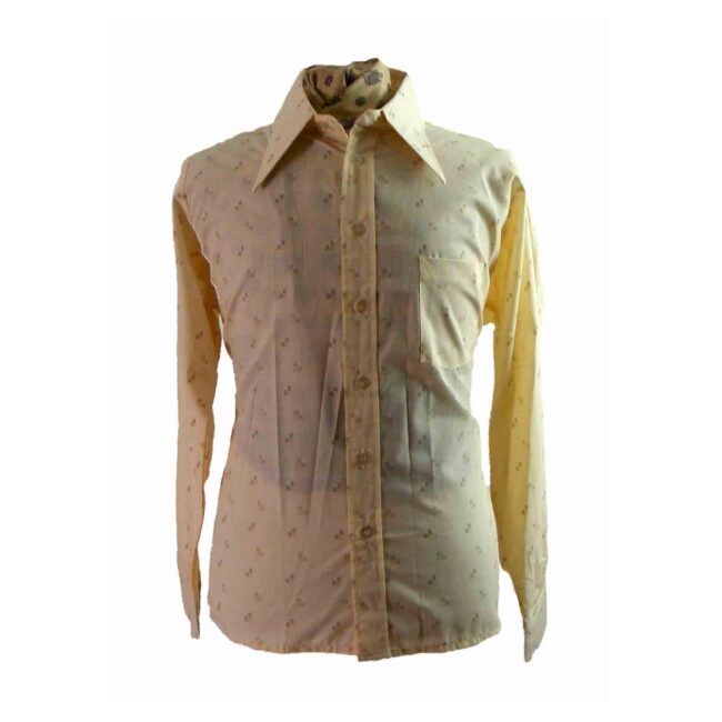 70s Cream Colored Printed Shirt - XL