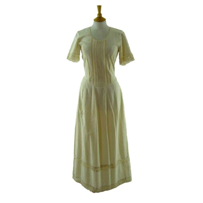 70s Cream Cotton Lace Dress