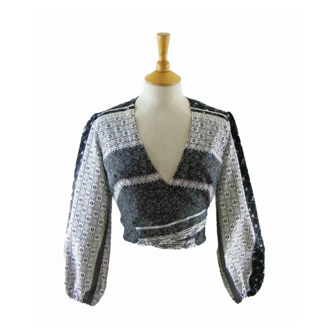 70s Cropped Black & White Bolero Style Top - 8