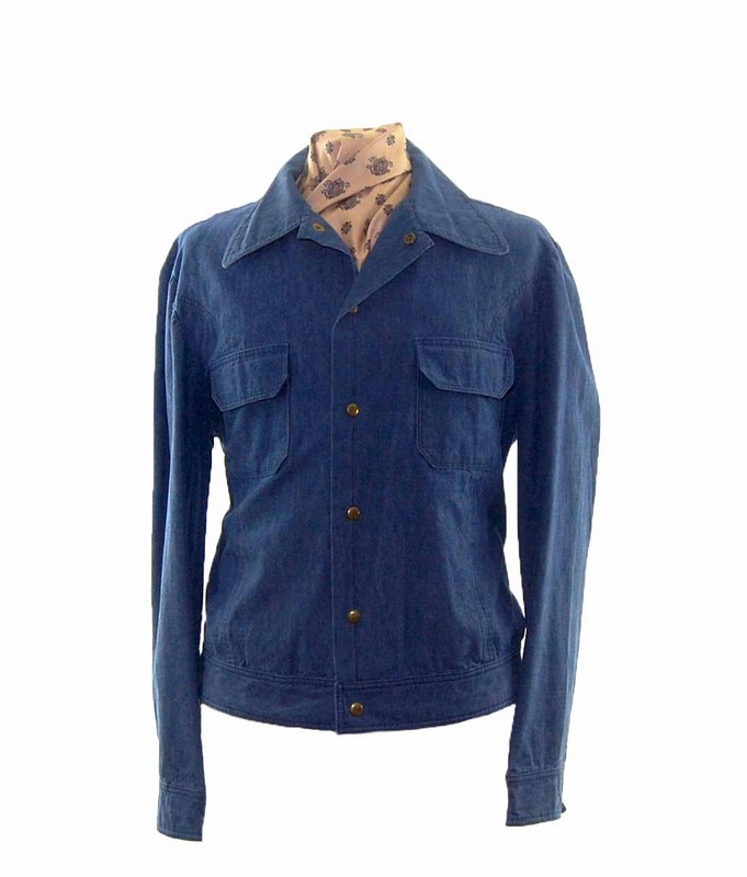 70s Custom Made Blue Denim Jacket - UK 