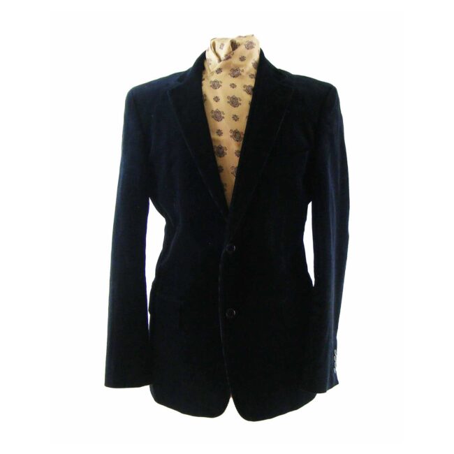 70s Dark Blue Corduroy Blazer - M