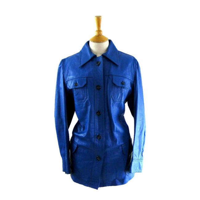 70s Electric Blue Leather Jacket
