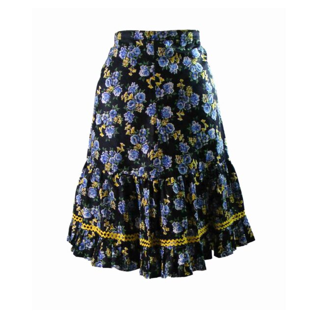 70s Floral Print Polished Cotton skirt - 10