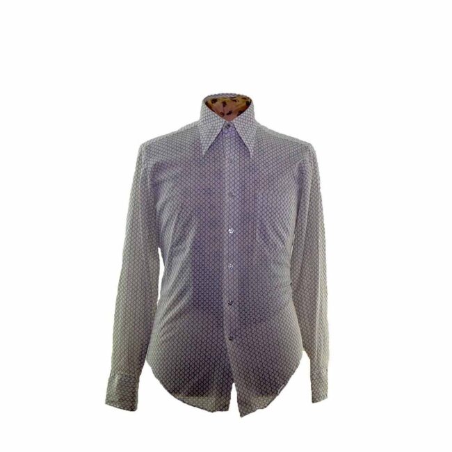 70s Geometric Patterned Long Sleeve Shirt - M
