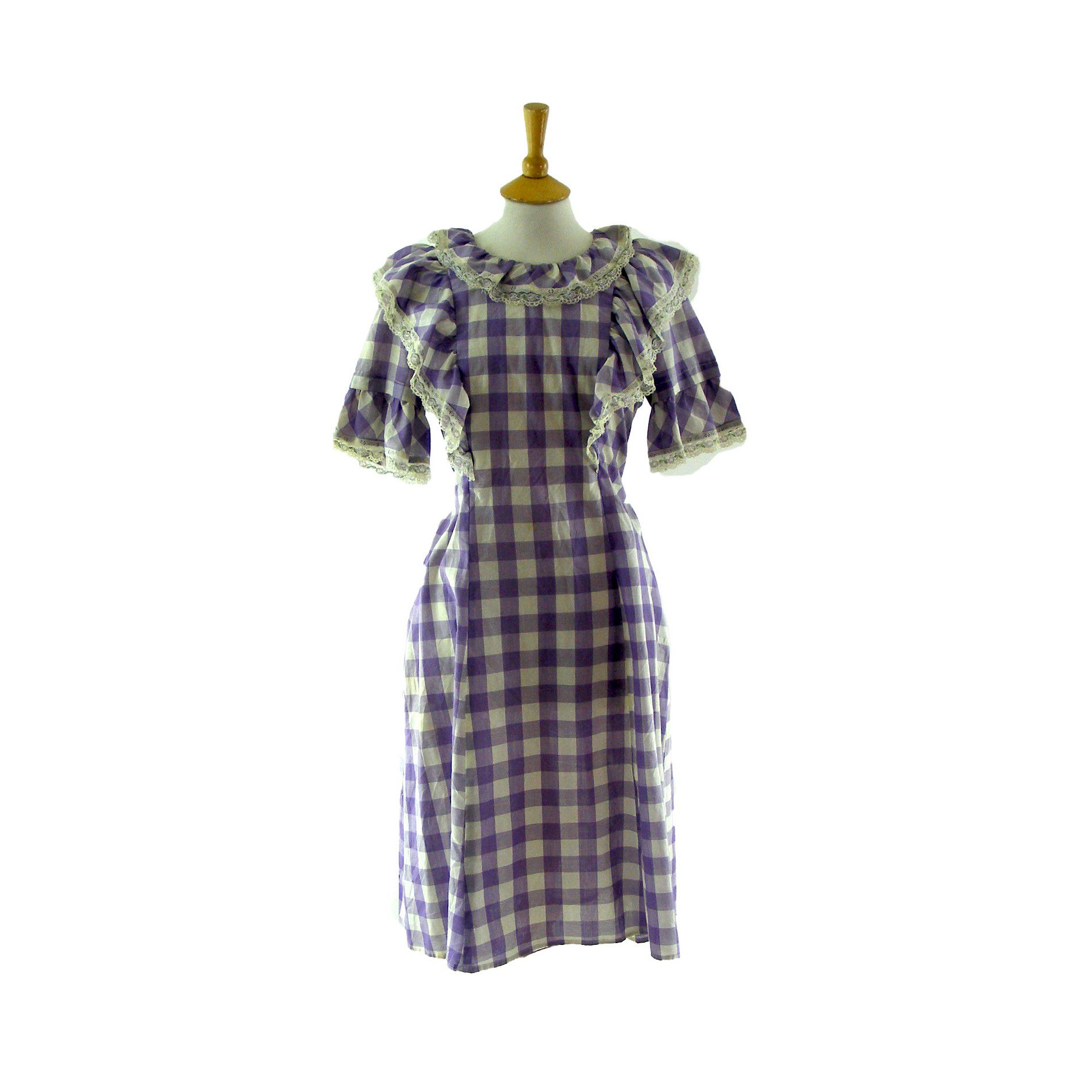 70s Gingham dress - Blue 17 Vintage Clothing