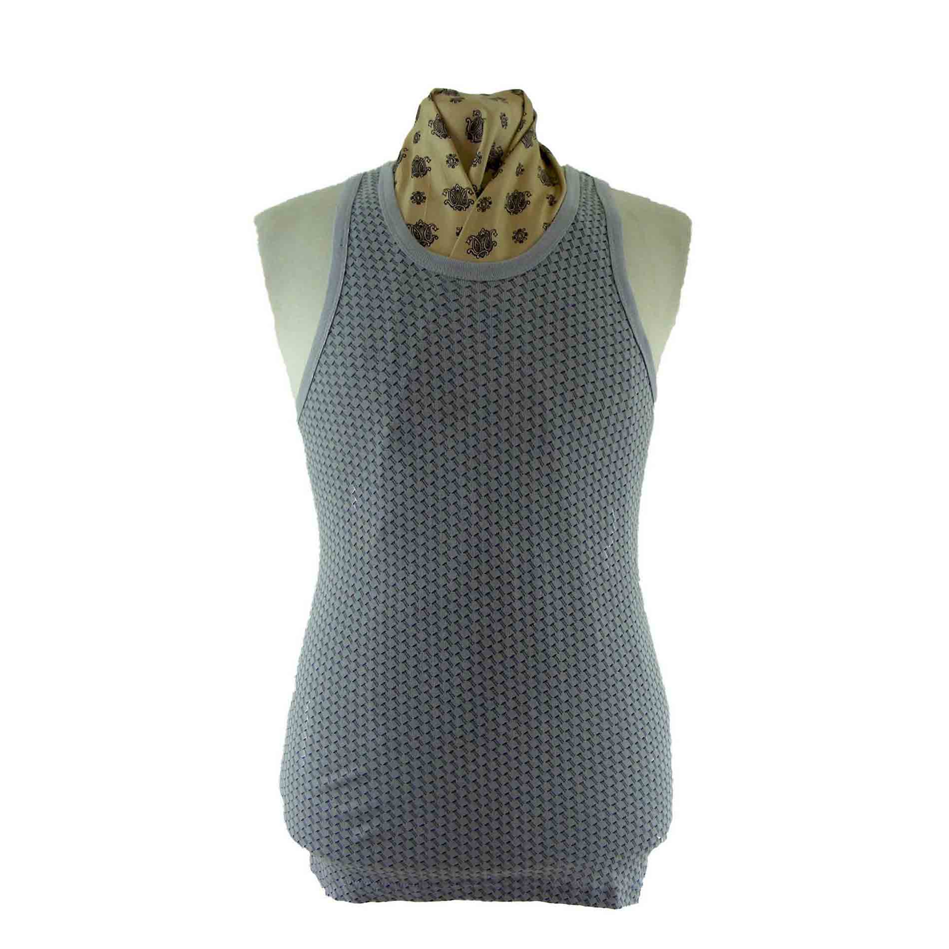 70s Grey Vest - vintage 70s singlet - Blue 17 Vintage Clothing