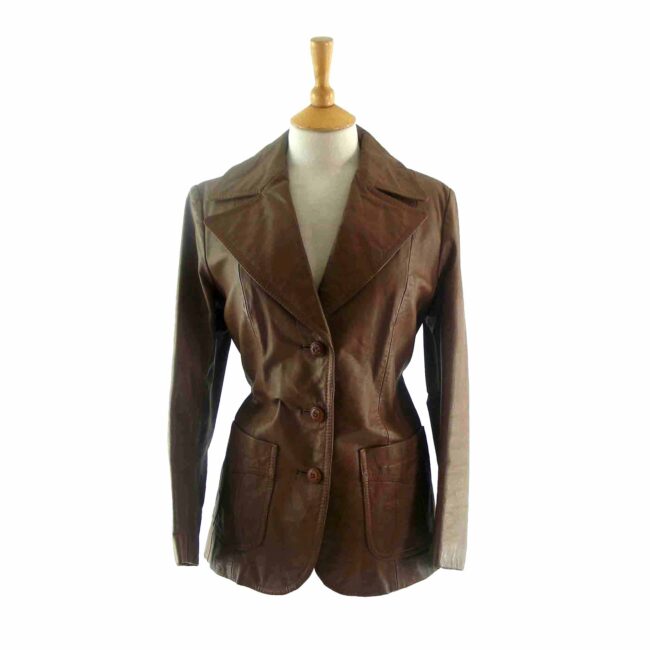 70s Light Brown Leather Jacket - 12