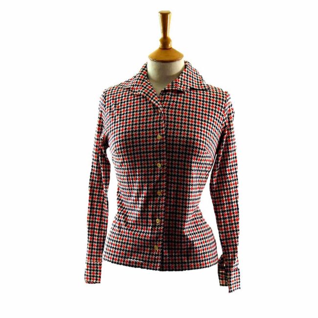 70s-Long-Sleeve-Three-Coloured-Houndstooth-Blouse