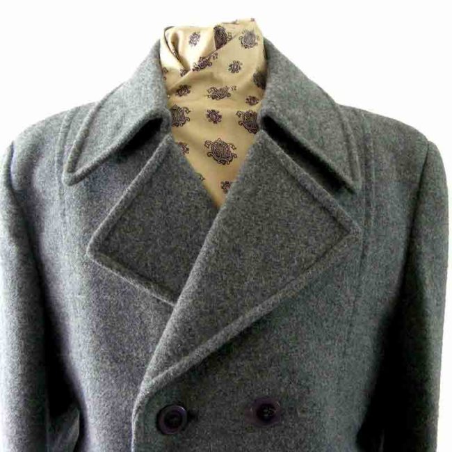 70s Mens Grey Pea Coat - Image 2