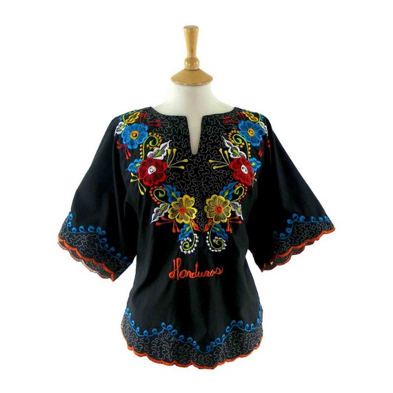 70s Multicolour Embroidered Top