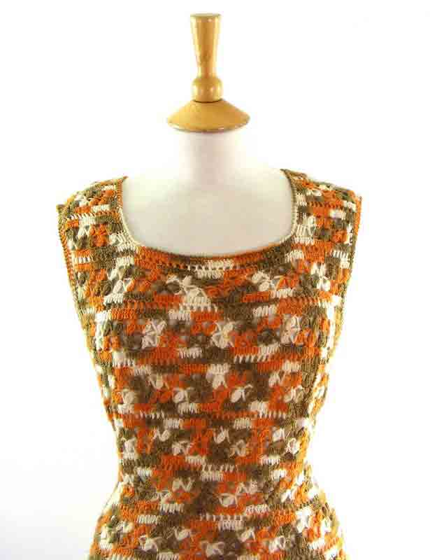 70s Multicoloured Crotchet dress - Image 2