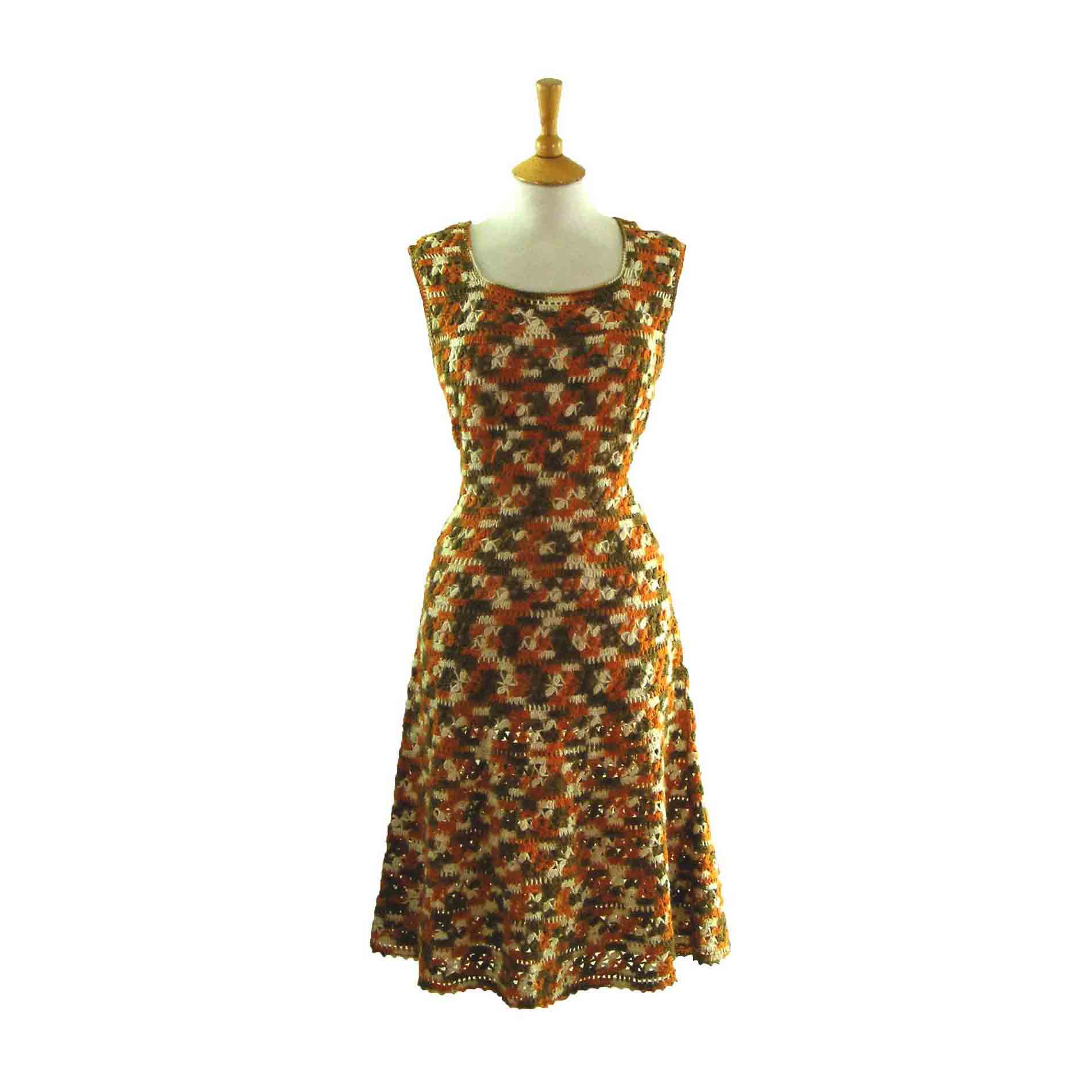 70s Multicoloured Crotchet dress