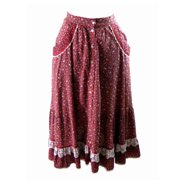 70s Multicoloured Floral Print A Line Skirt - 8