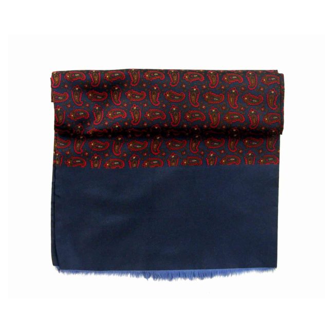 70s Navy Blue Paisley Print Scarf