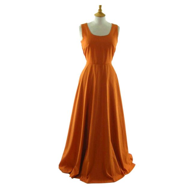 70s Orange Silk Evening Dress