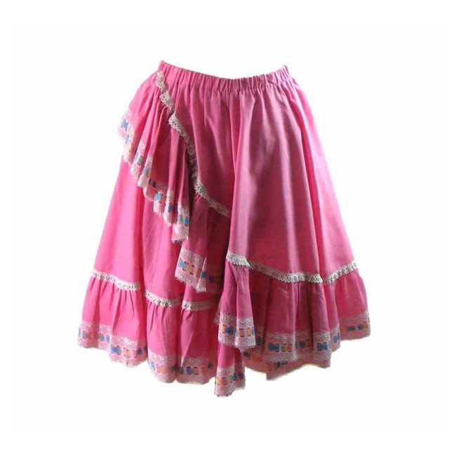 70s Pink Broderie Anglaise A Line Skirt - 8