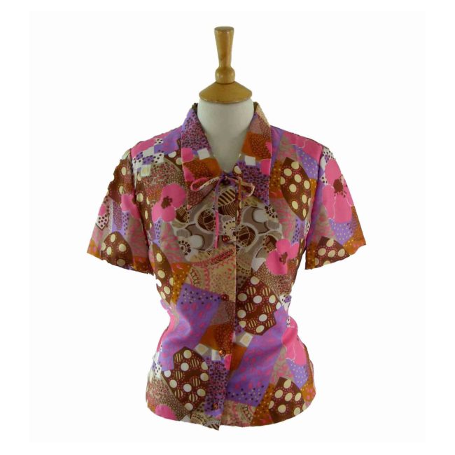 70s-Pink-Floral-Geometric-Blouse