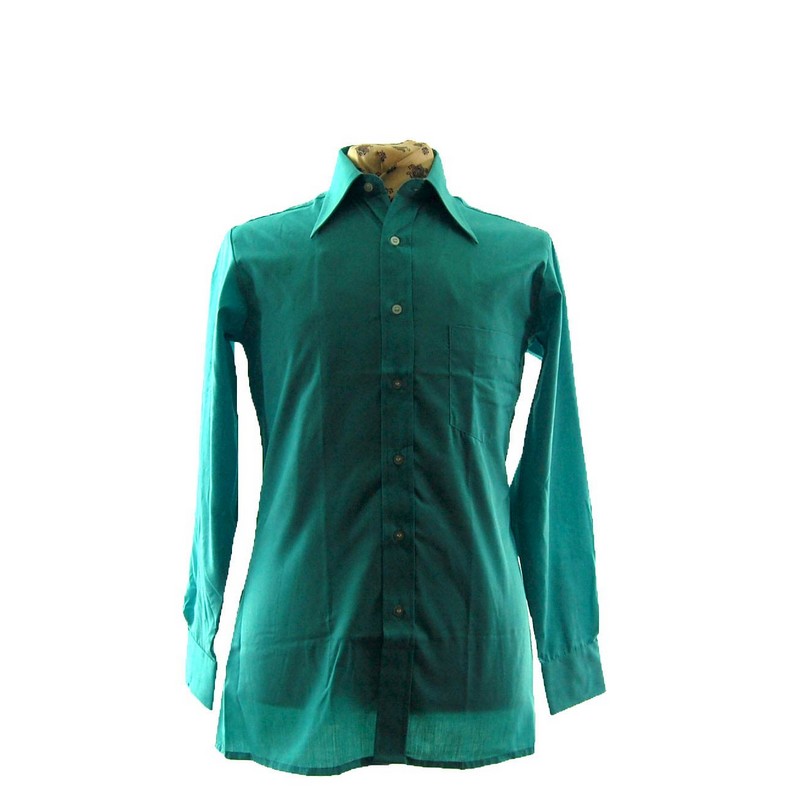 Turquoise Long Collared Shirt - Blue 17 Vintage Clothing