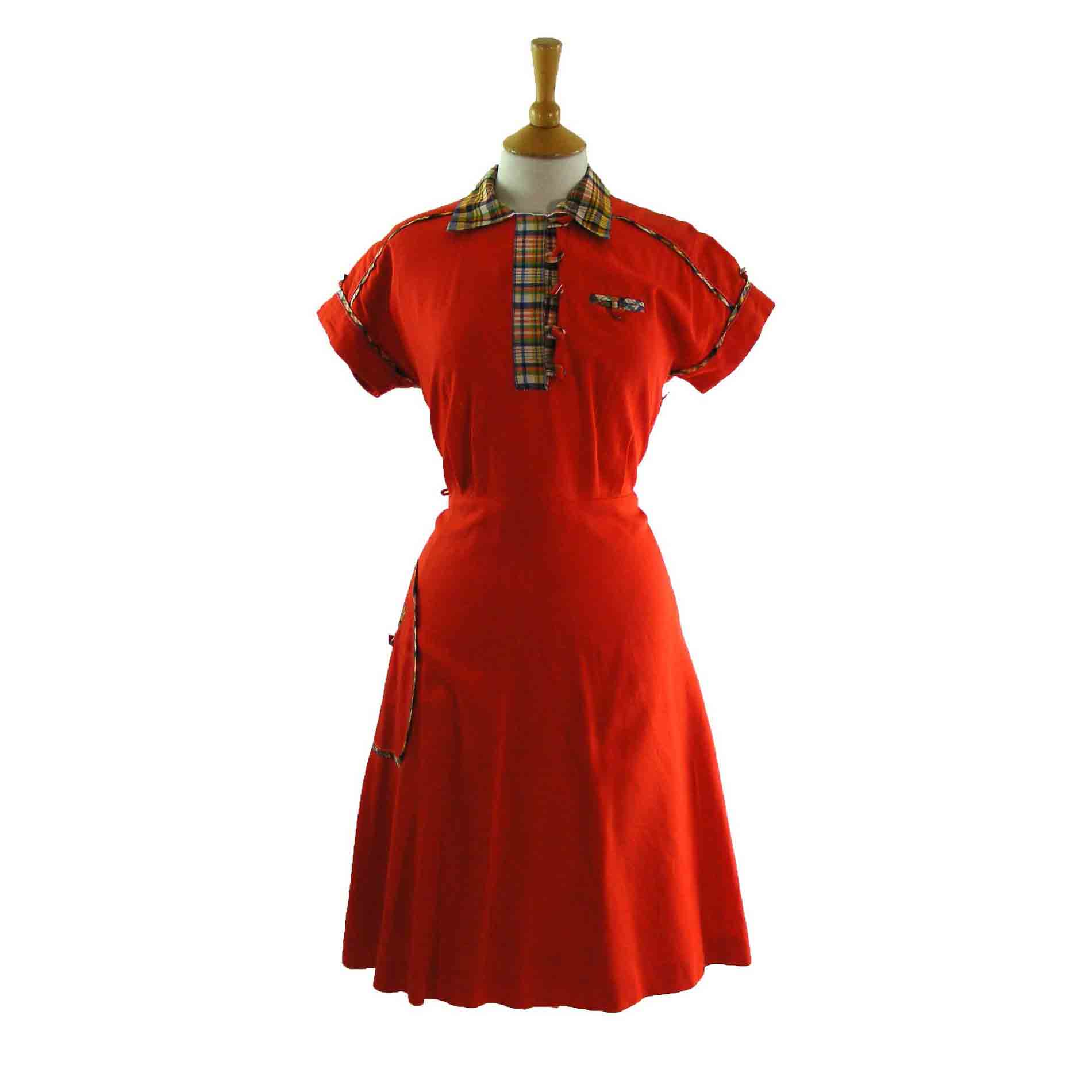 70s Retro red dress - Blue 17 Vintage Clothing