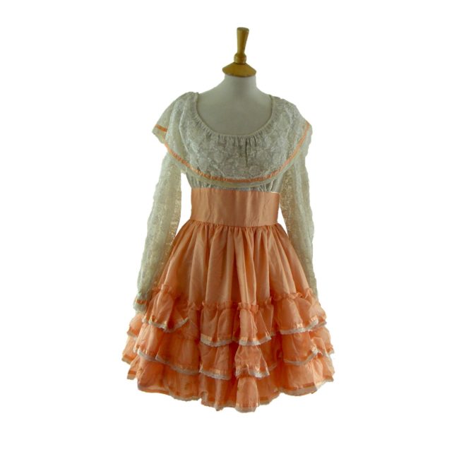 70s Short orange Layered dress