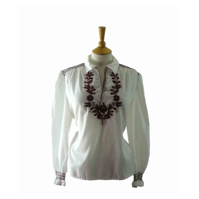 70s White Embroidered Blouse - 14