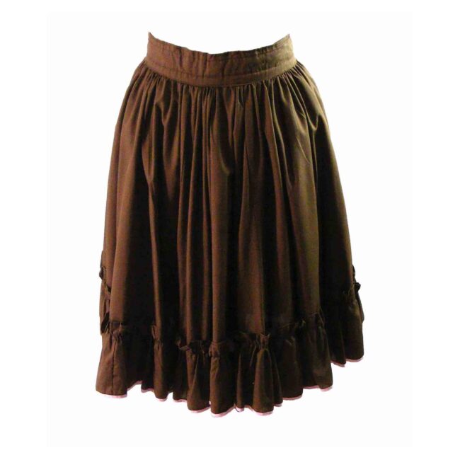 70s Wide Circle Brown Knee Length Skirt - 10