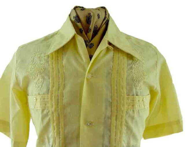 70s Yellow Guayabera shirt - Image 2
