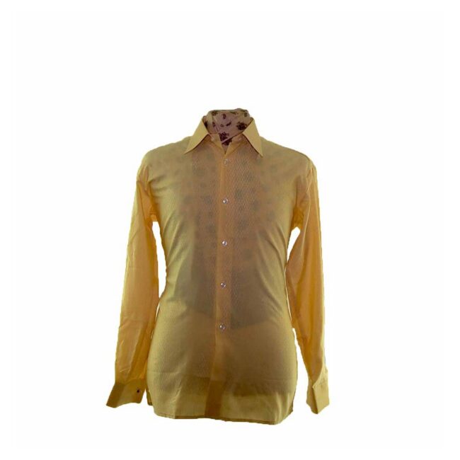 70s Yellow Printed Long Sleeve Shirt - L