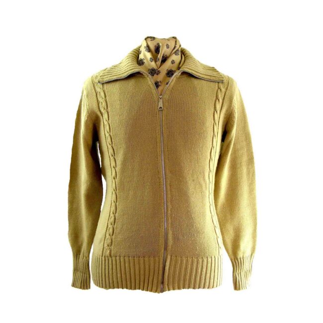 70s cable knit cardigan