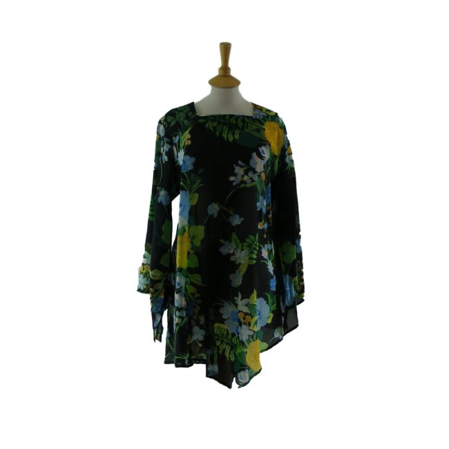 70s floral print smock dress