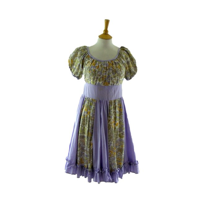 70s lilac floral print dress