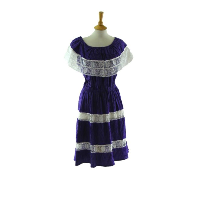 70s purple layered dress