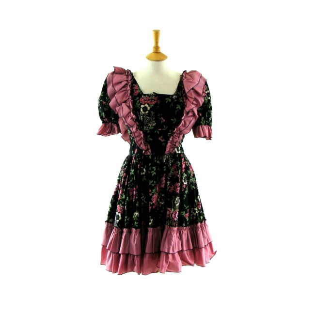 70s ruffled multicoloured dress