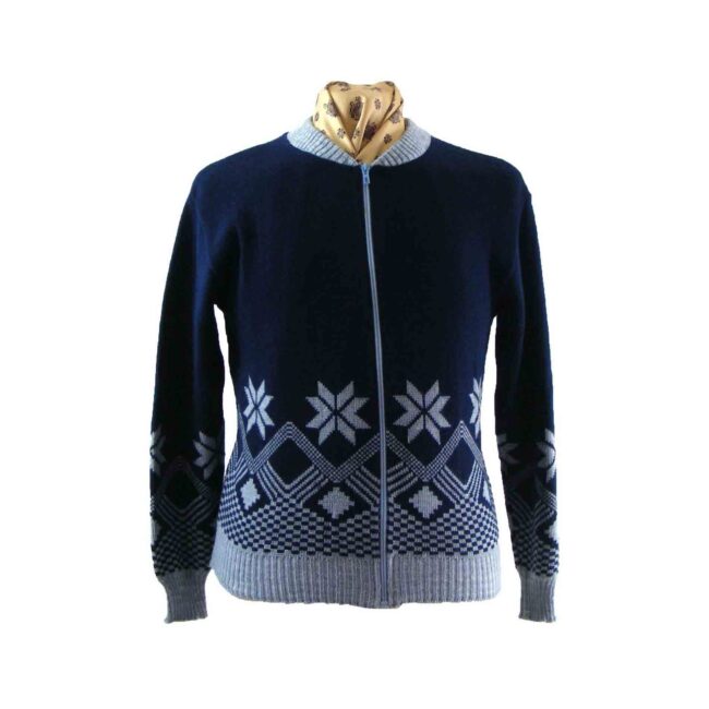 70s snowflake ski cardigan