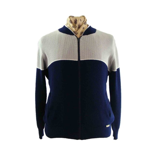 70s two tone sports cardigan