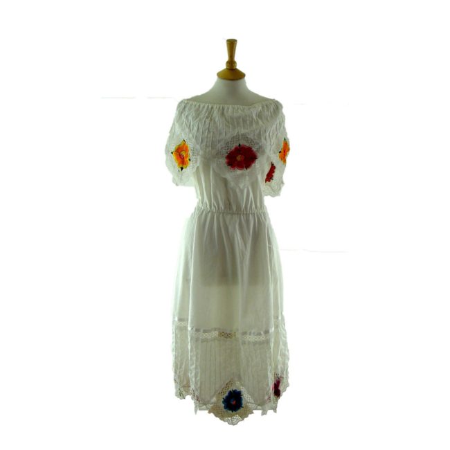 1970s white layered dress