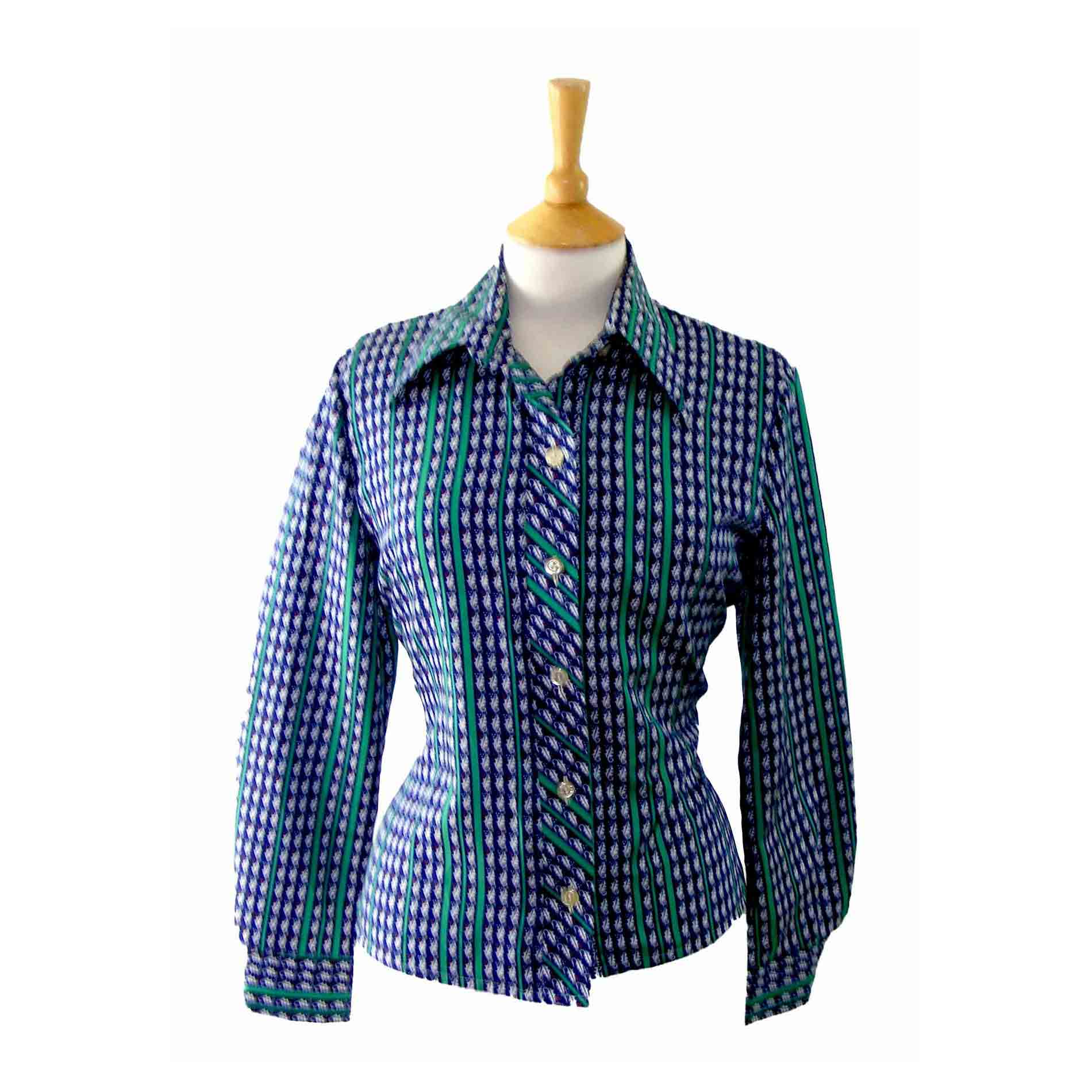 70s Abstract print Multicoloured blouse