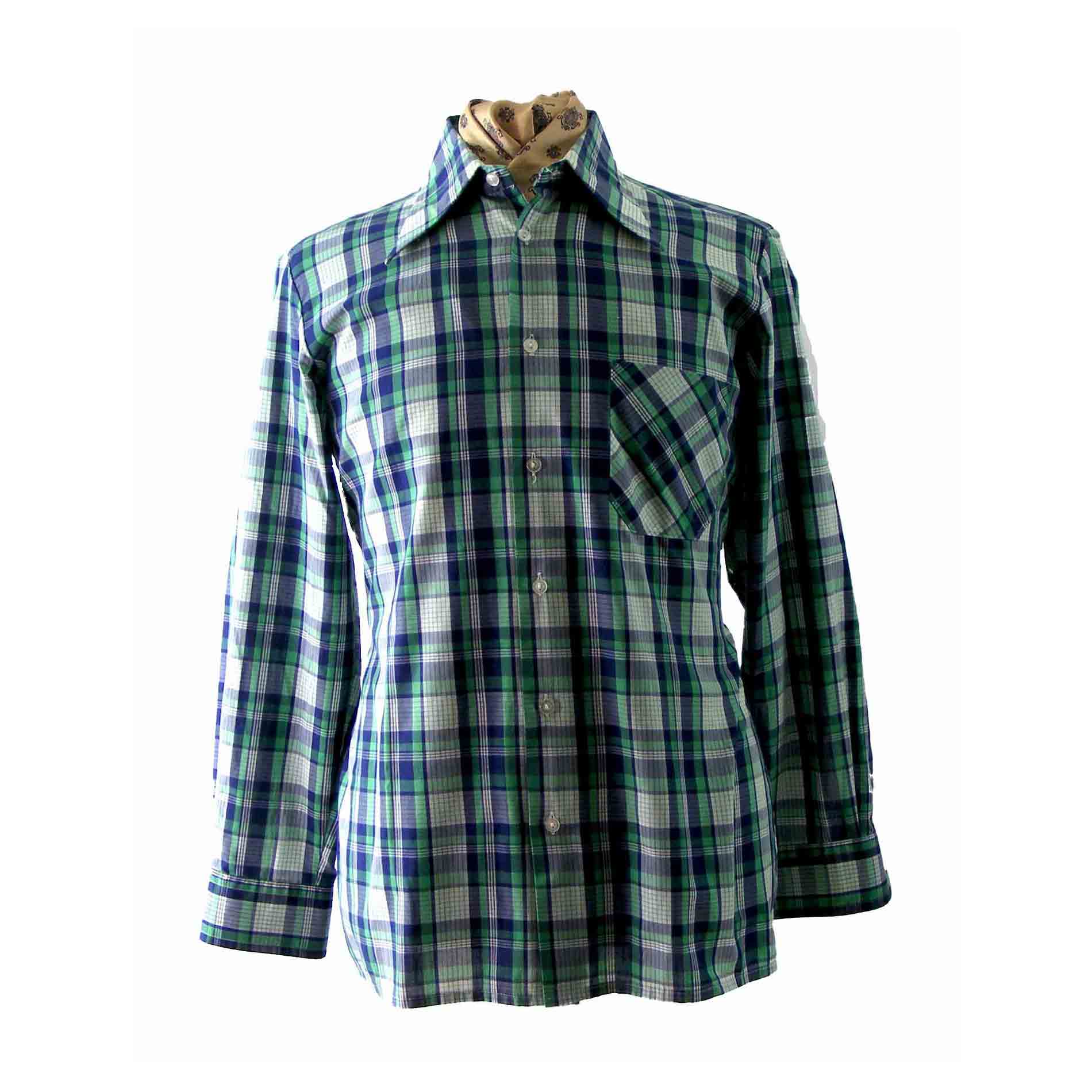 70s Green & Blue check shirt