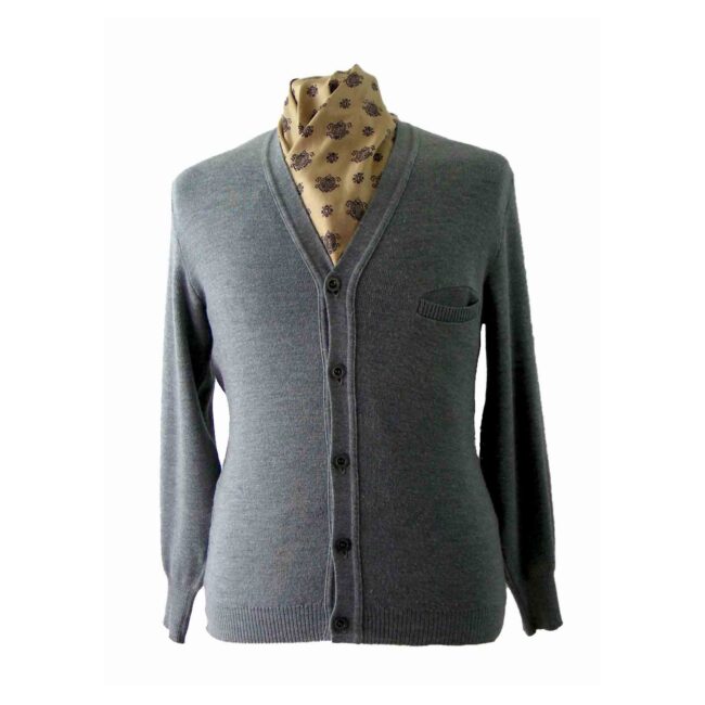 70s Grey Ribbed Cardigan