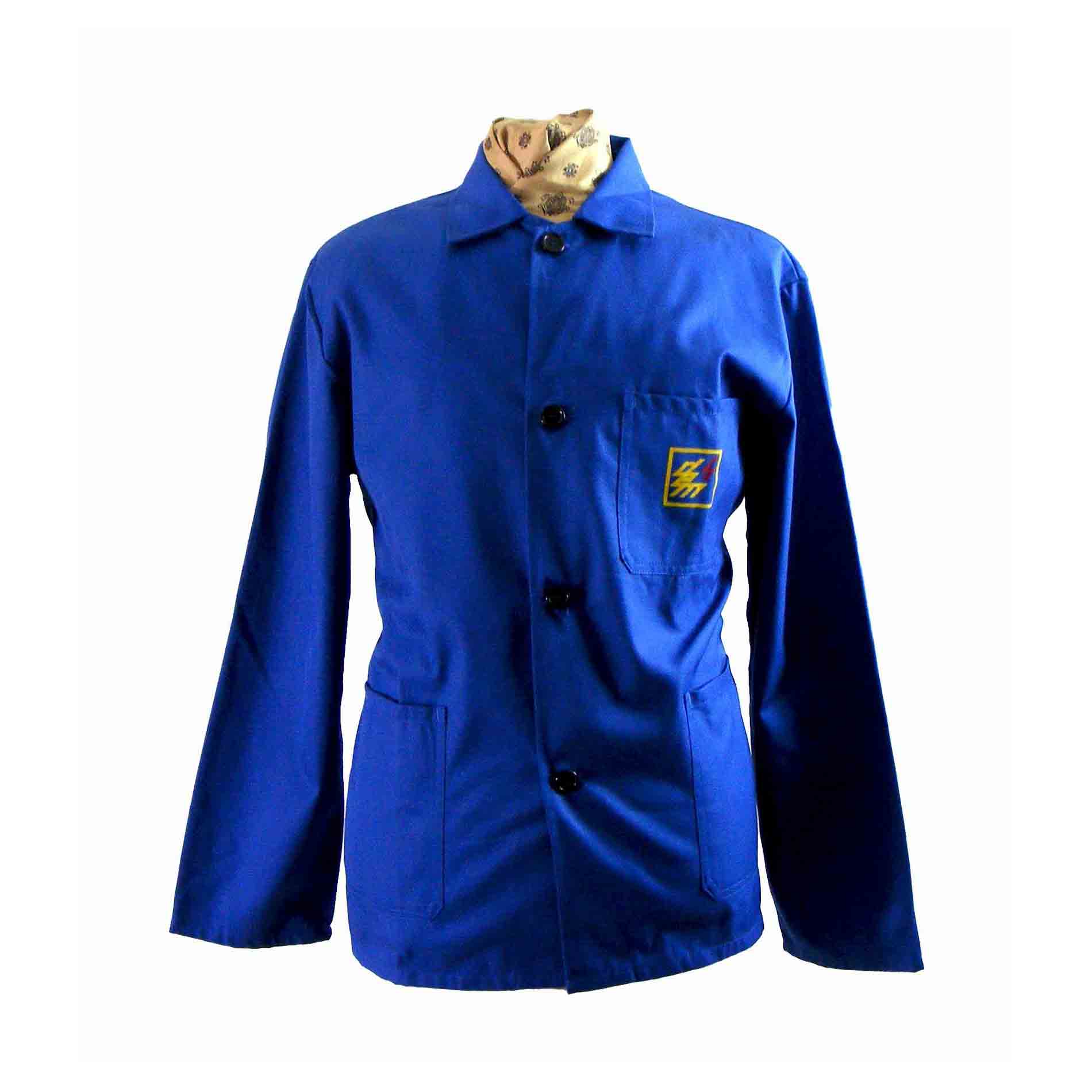 70s Logoed Blue Cotton Workwear Jacket - L