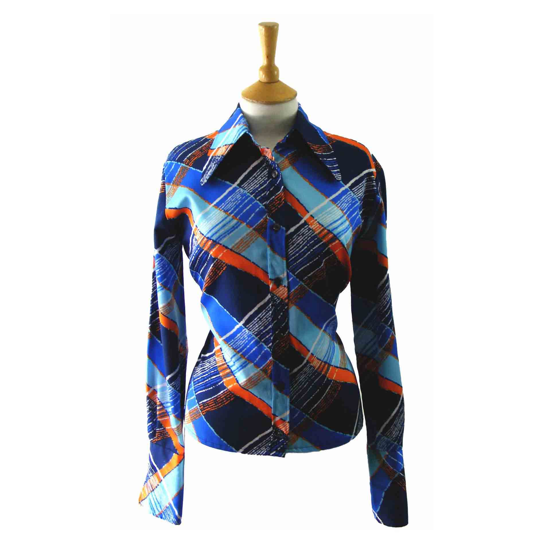 70s Multicoloured Diagonal Print blouse
