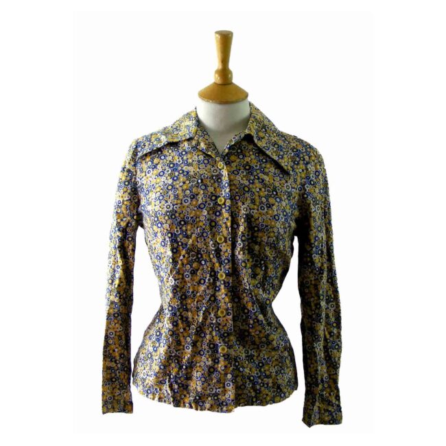 70s Multicoloured Floral print blouse