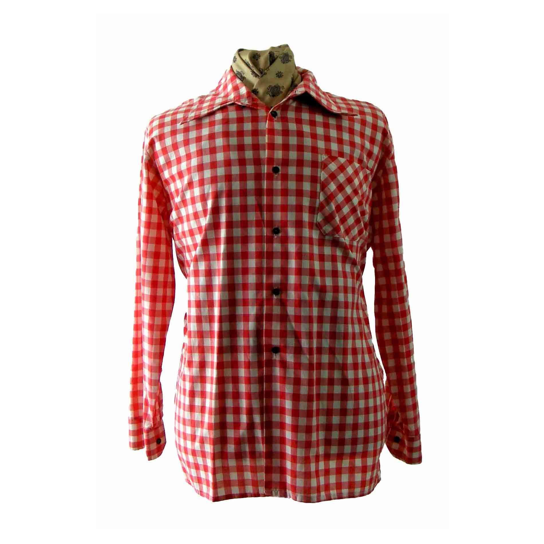 70s Red & white Gingham shirt