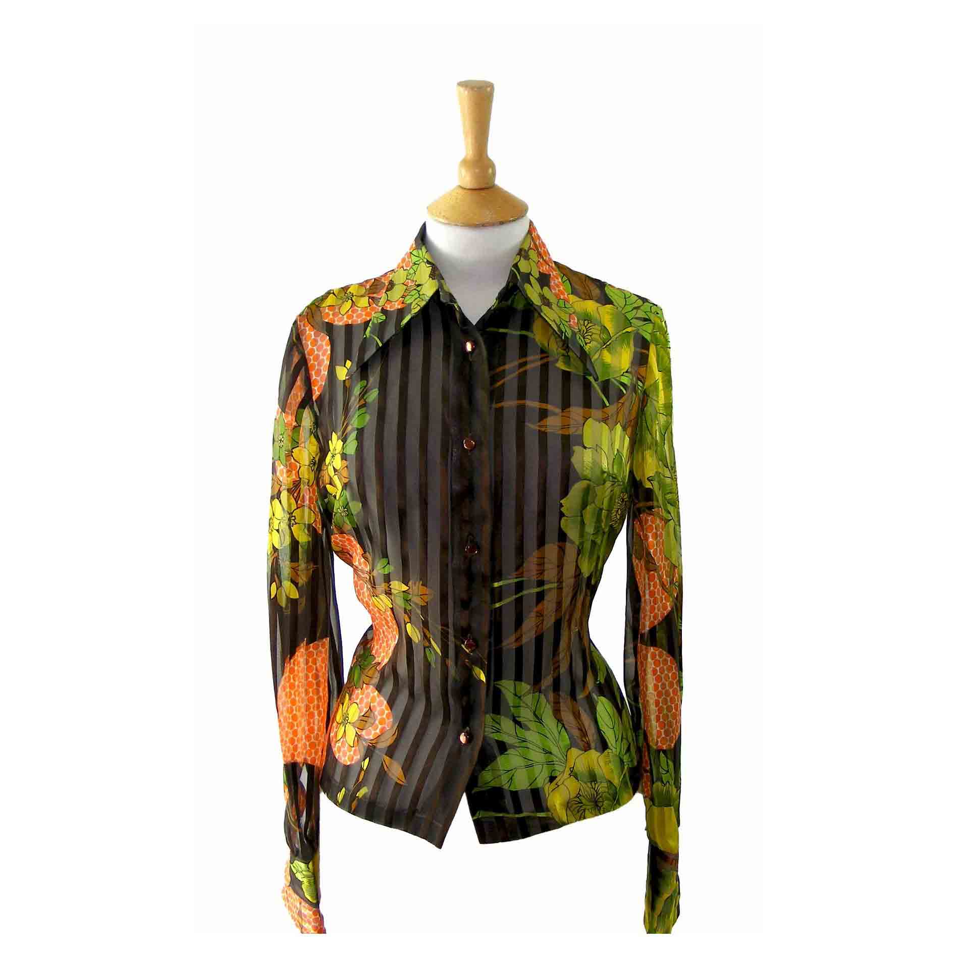 70s Tropical print blouse