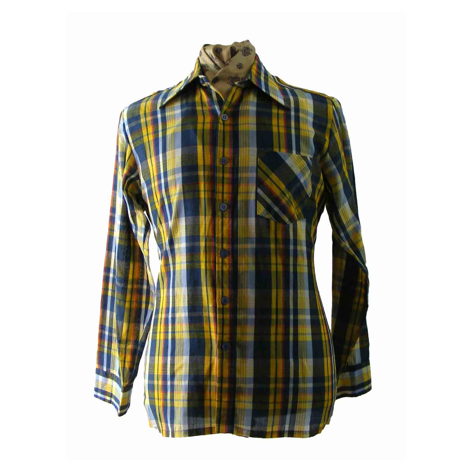 70s Yellow & Blue check shirt