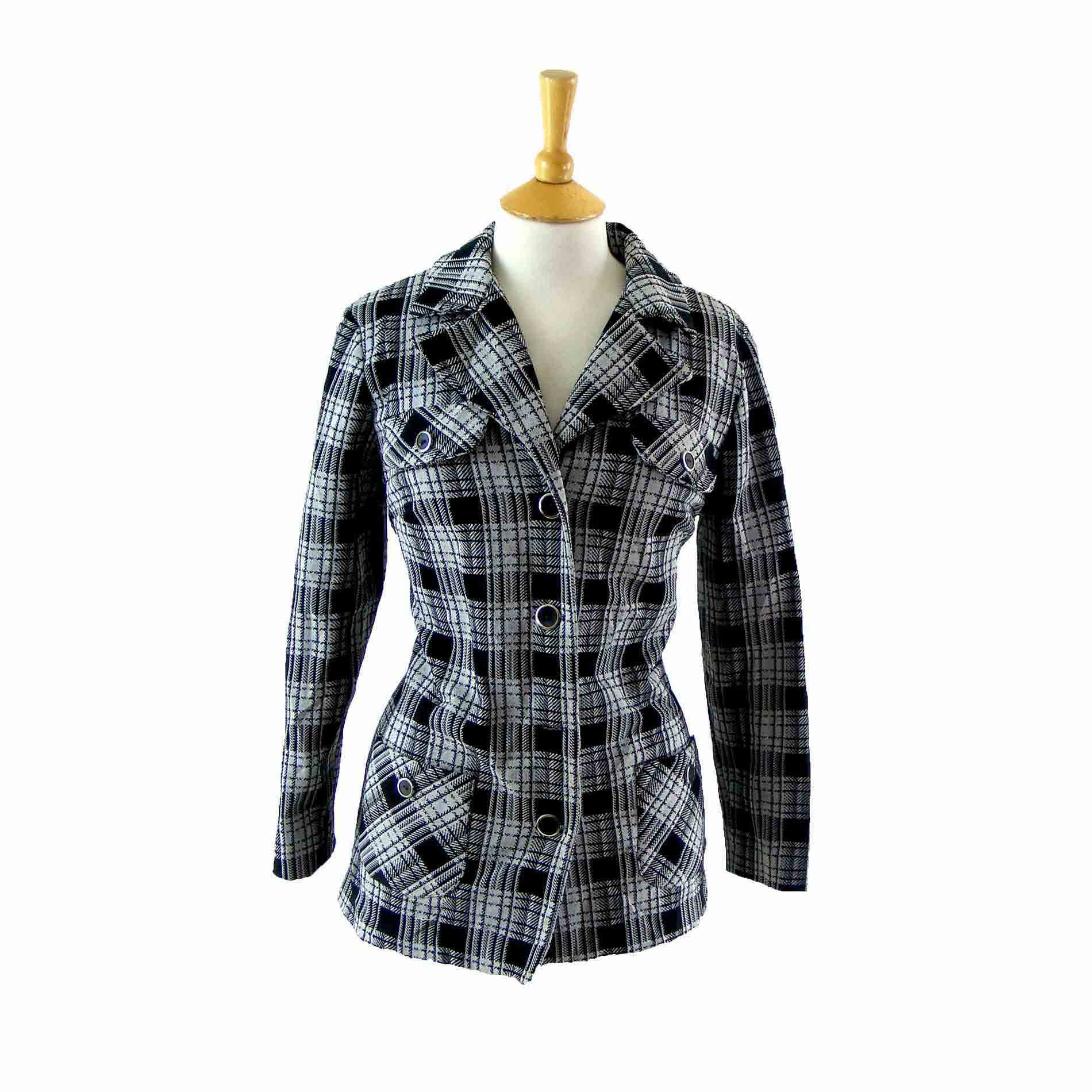 70s blue check jacket
