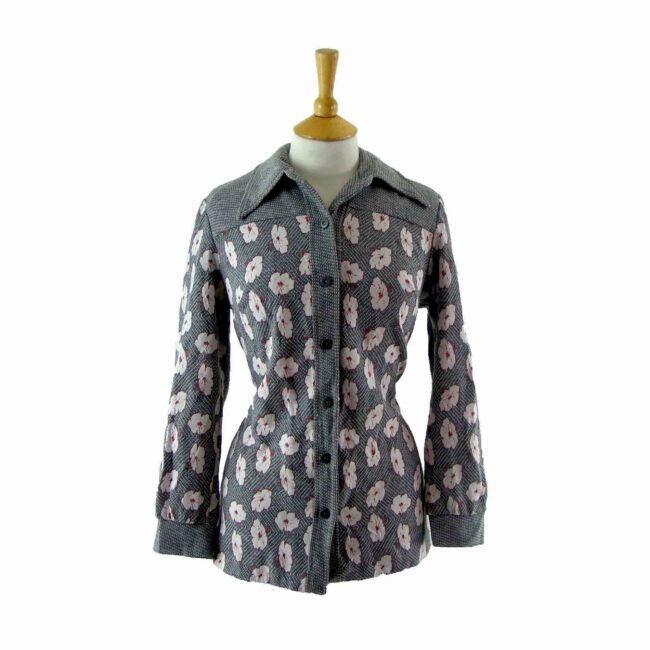 70s floral print blouse