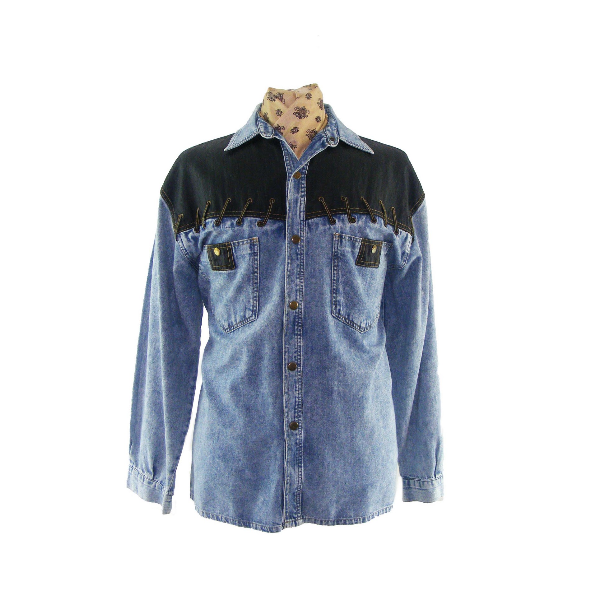 80s Stone Washed Denim Shirt - Blue 17 Vintage Clothing