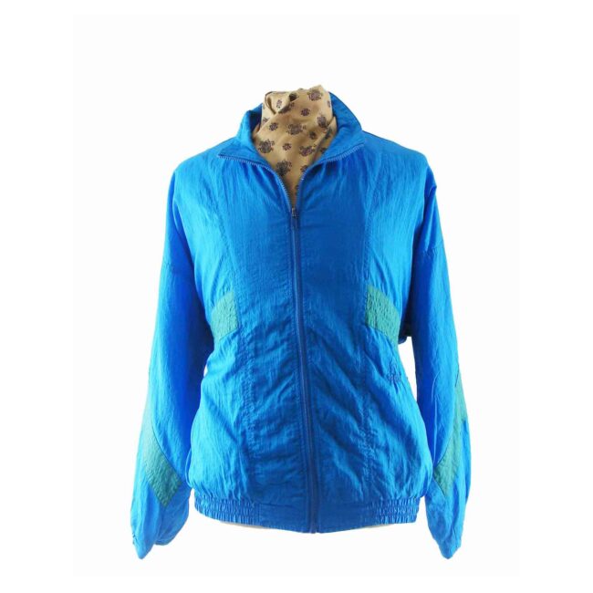 80s Aqua Blue shell suit top - XL
