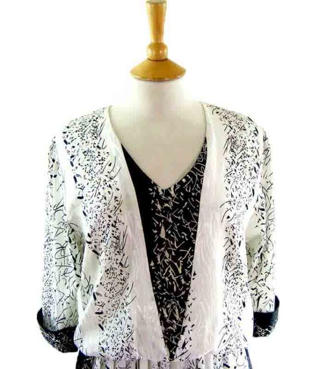 80s Black And White dress - Image 2